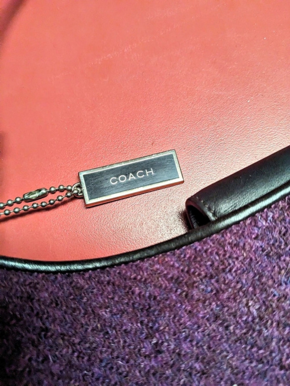 Coach Girlie Harris Tweed Hobo Bag Purple & Black